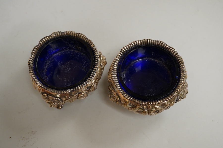 A pair of Victorian silver cauldron salts